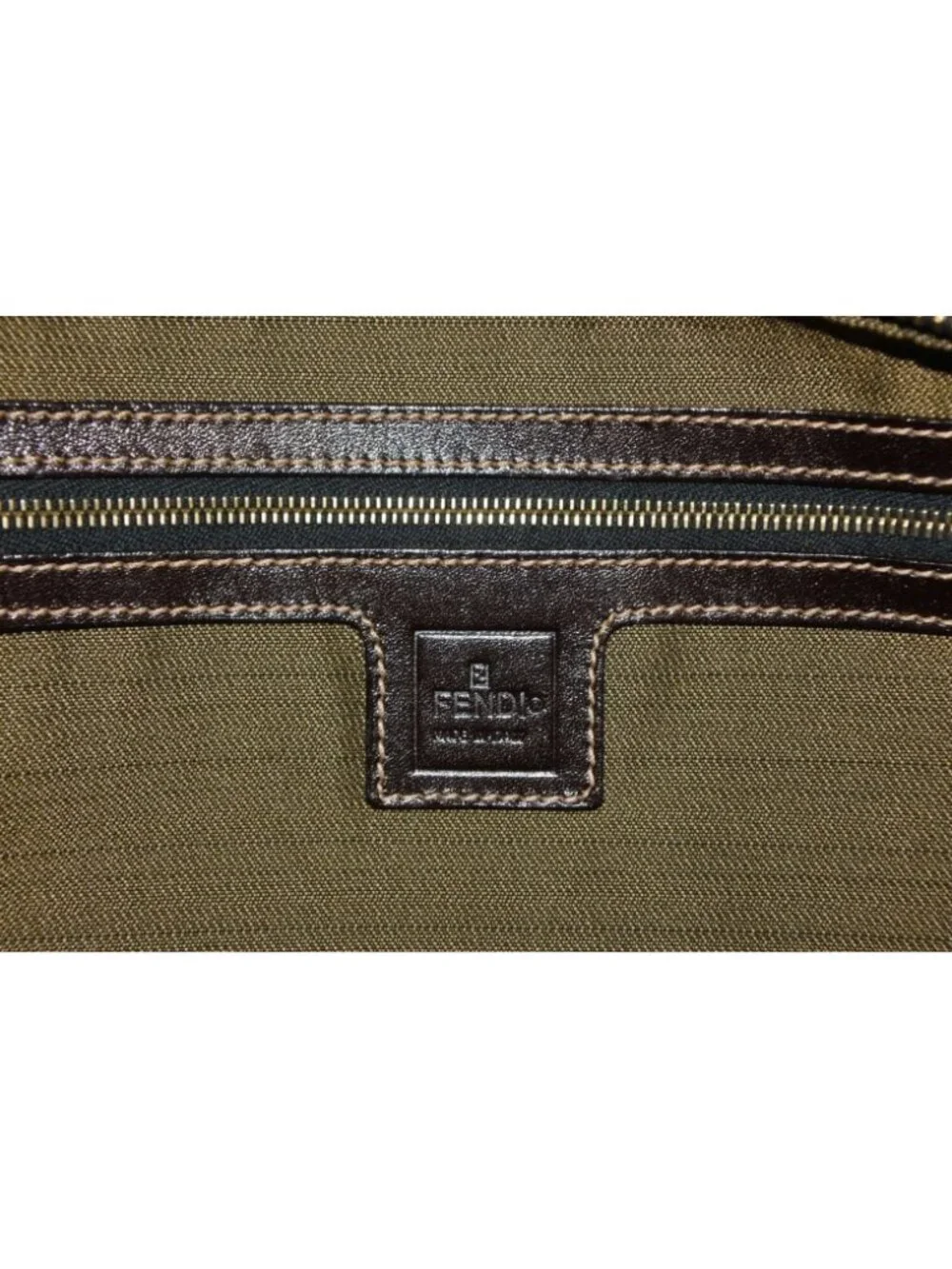 Fendi Mamma Baguette Handbag Zucca Pattern Brown Leather Canvas Gold